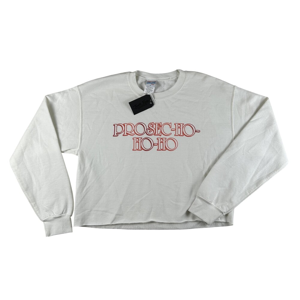 Junk Food Sweatshirt Womens Small White Prosec-Ho Ho-Ho Christmas Graphic